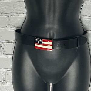 Linea Pelle Black Belt with Flag Buckle